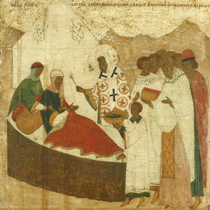 Дионисий. Митрополит Алексий с житием. Клеймо Исцеление ханши Тайдулы. около 1481